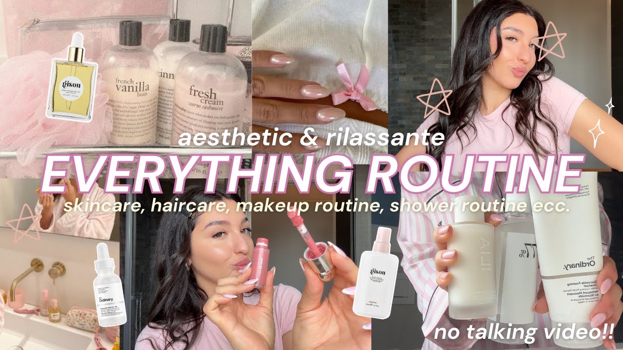 EVERYTHING ROUTINE 🫧🪄🧖‍♀️ haircare, skincare, makeup & more | aesthetic & no talking!!