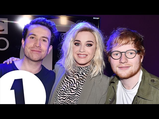 Ed Sheeran crashes Katy Perry interview with Grimmy