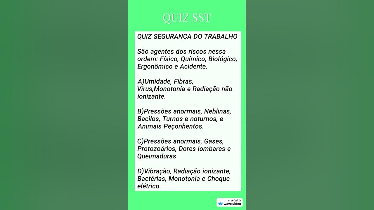 Quiz - Segurança do Trabalho 