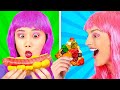 TANTANGAN MAKANAN ASLI VS DARI PERMEN JELI! || Tantangan Lucu Bagi Tukang Makan oleh 123 GO! GOLD