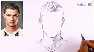 How to Draw Cristiano Ronaldo Sketch Portrait Tutorial #cr7