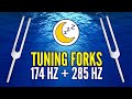 9 hours tuning forks 174 hz  285 hz for pain relief  healing sleep with delta waves 
