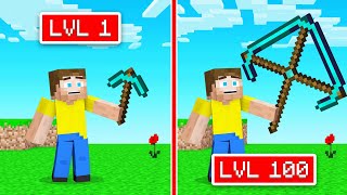 We Made A LEVEL 100 PICKAXE In Minecraft!