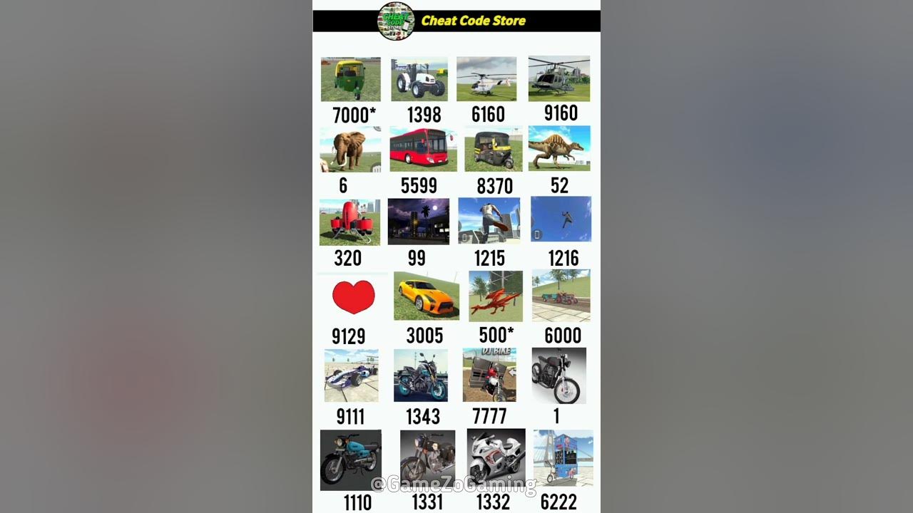 Indian Bikes Driving 3D || All NEW CHEATS CODES #shorts #short