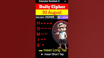 30 August Hamster Kombat Daily Cipher || Today Hamster Kombat Daily Cipher #30august#dailyciphercode