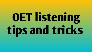 OET listening tips and tricks // OET tips Part-2 // ‎@NursesDreamOnline 