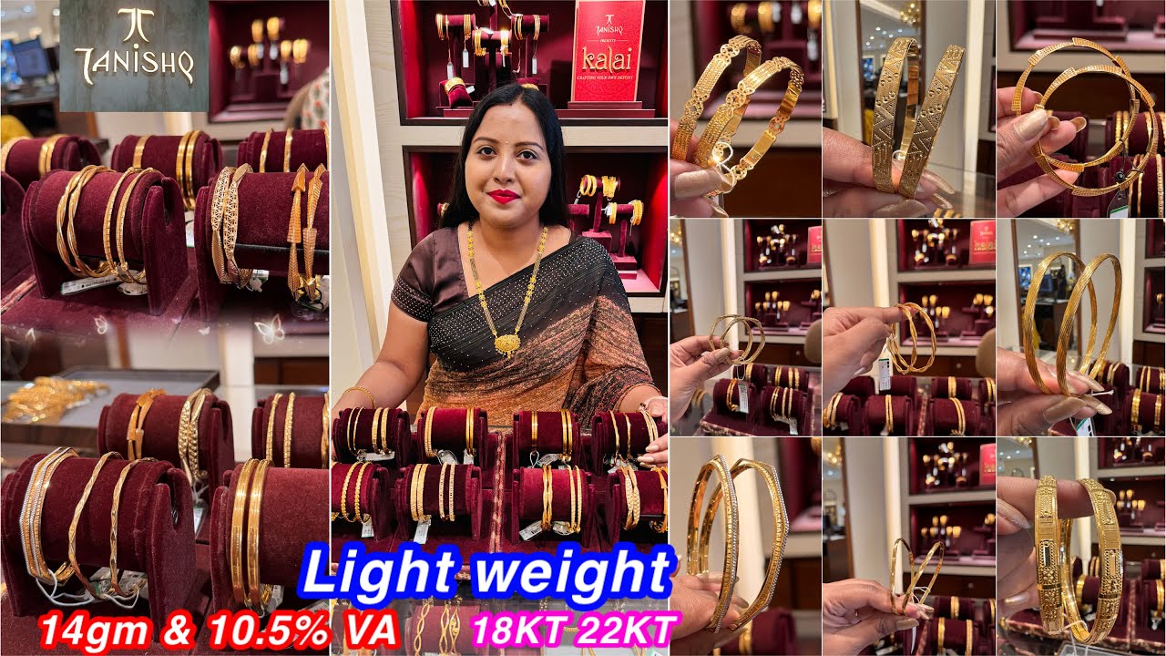 10% VA & 14gm onwards😳😲very light weight Daily wear gold Bangle designs from Tanishq | Gold Bangles