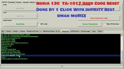 Nokia 130  TA 1017 User Code Reset Done By 1 Click With Infinity Best