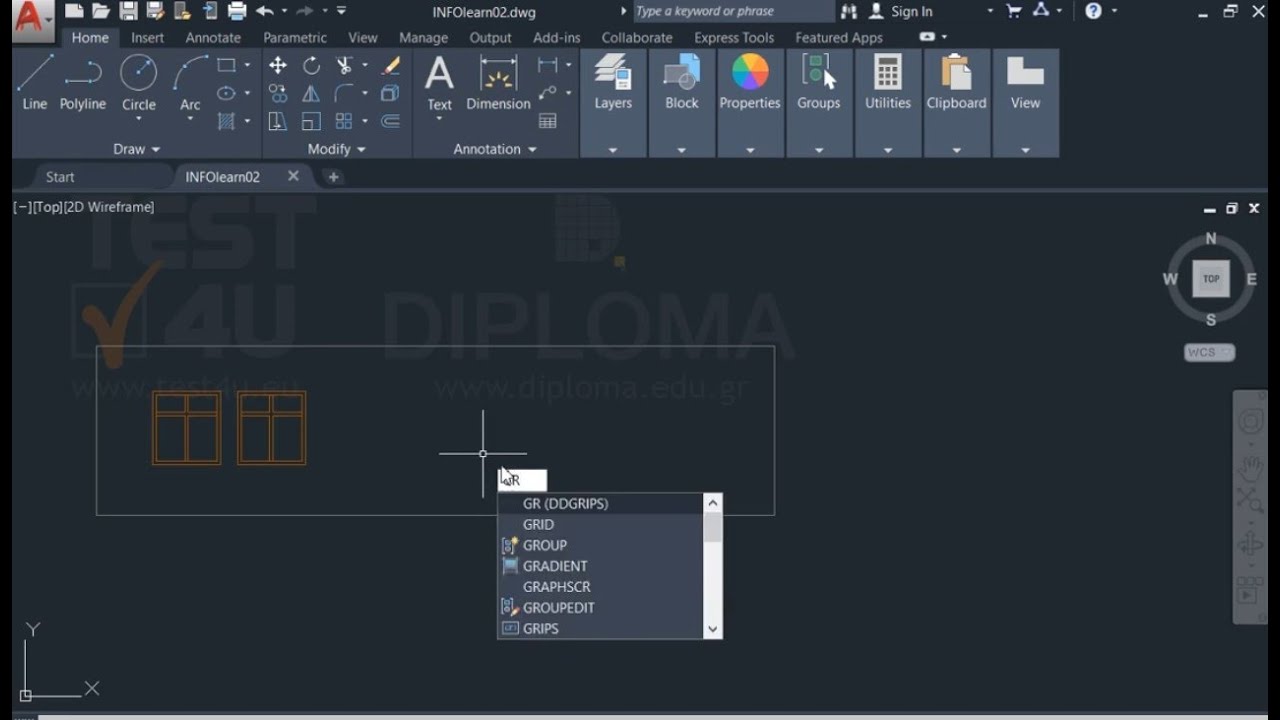 Set the grid spacing to 5mm. Show the grid. Save the drawing.