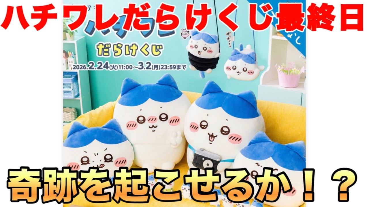 【ちいかわ】最終日までハチワレだらけくじを耐えてきた男が溜めた運を使って引く！！A賞狙いの結果は……？