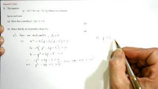 Edexcel C1 2015 Q5 Quads - Discriminant