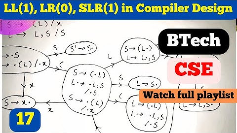 17. LL(1), LR(0) and SLR(1) parsing in single example | Canonical collection of LR(0) items