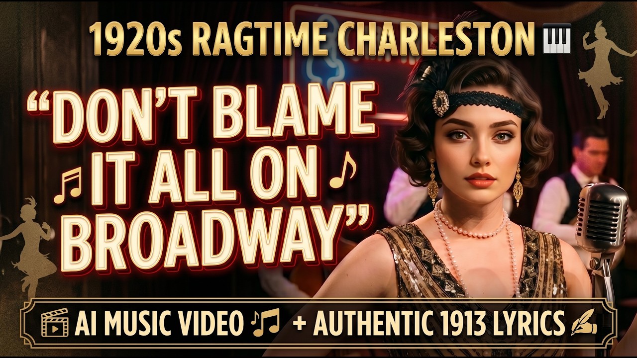 Watch 1920s Ragtime Charleston 🎹"Don't Blame It All On Broadway"🎶 AI Music Video + Authentic 1913 Lyrics✍️ on YouTube Watch 1920s Ragtime Charleston 🎹"Don't Blame It All On Broadway"🎶 AI Music Video + Authentic 1913 Lyrics✍️ on YouTube