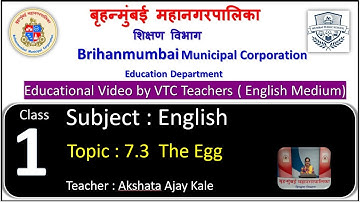 Class : 1st English  L 7.3  The Egg  by BMC VTC Teacher  Akshata Ajay Kale