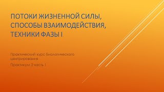 Практикум 2 - Потоки жизненной силы, способы взаимодействия, практики фазы 1