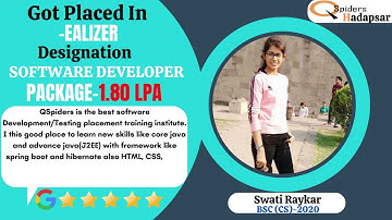 QSPIDERS/JSPIDERS HADAPSAR STUDENT GOT PLACED AS SOFTWARE DEVELOPER, CONGRATULATIONS SWATI