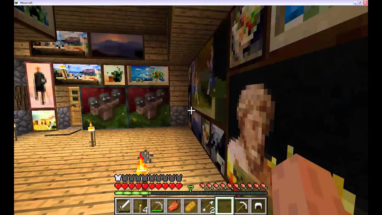 Minecraft NPC Village Large House Full of Paintings