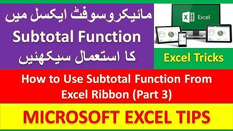 How to Use Subtotal Function From Excel Ribbon (Part 3) in Microsoft Excel [Urdu / Hindi]