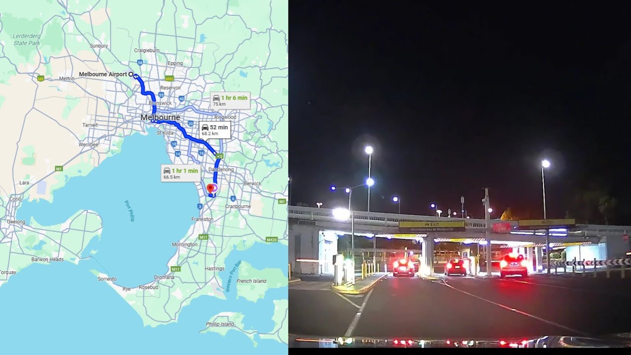 DASH CAM AUSTRALIA, MELBOURNE. Driving from Tullamarine Airport to Bangholme (SE suburb)