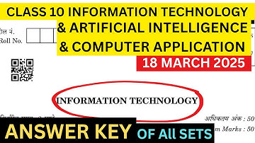 Class 10 Information Technology Answer key 2025 | Computer Application | Artificial Intelligence |