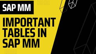 Important Tables in SAP MM | SAM MM Course