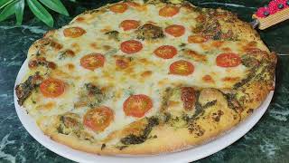 Pizza | Pizza Recipe | Tomato Basil Pizza | Pesto pizza| Pizza Dough | Crispy Pizza Crust | بيتزا
