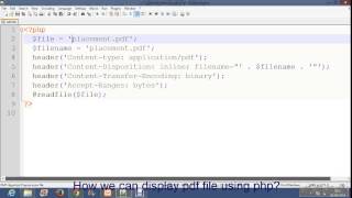 Display pdf file using php