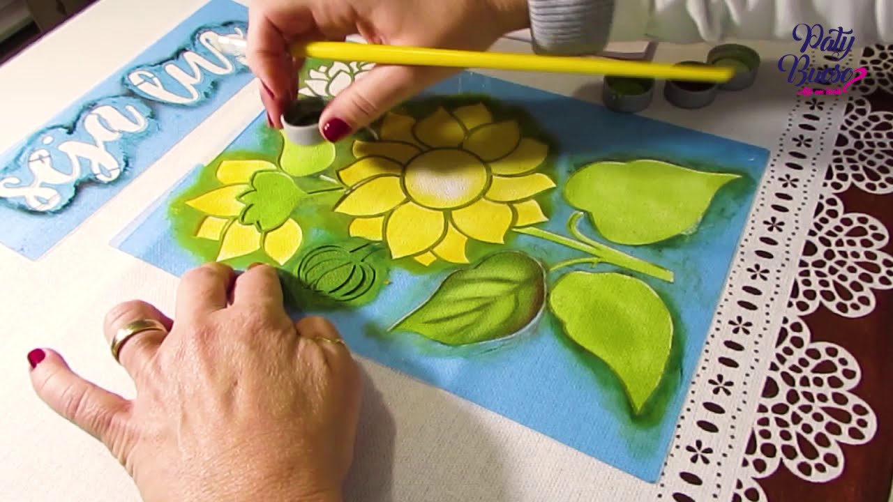 Girassol pintura em tecido
