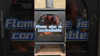 Cast Iron Wood Stove with Adjustable Flame Size | Indoor Heating Fireplace Demo #woodburningstove