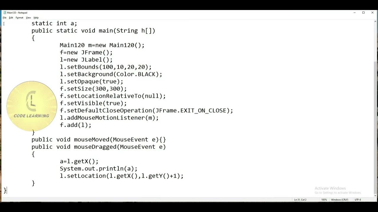 Java | Swing package 'Move JLabel using mouse' | CodeLearning - YouTube
