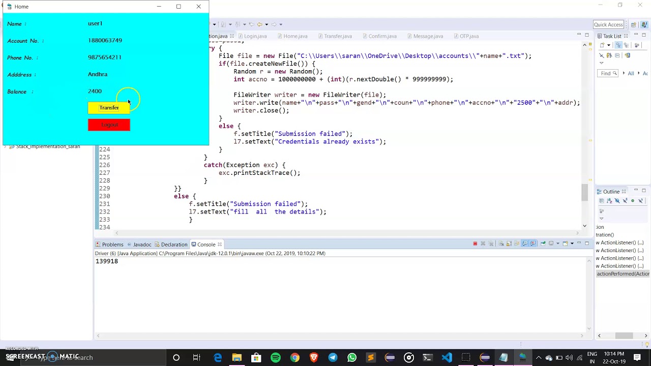 Internet Banking using Java - YouTube