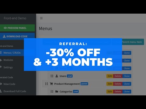 QuickAdminPanel Referrals: Get 3 Months Free and Give -30% to Friends