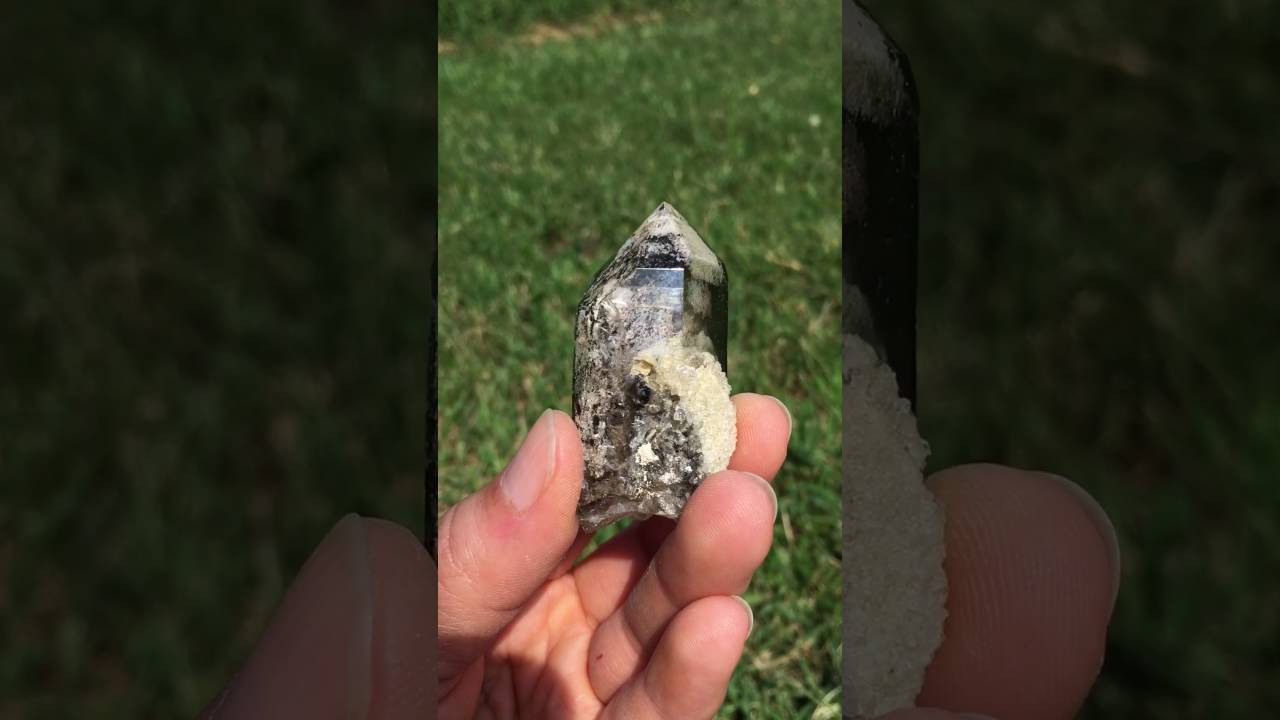 Green Chlorite and Lodolite Garden Quartz crystal from Brazil