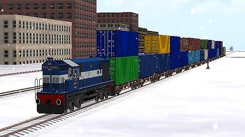 Train Sim Using Indian Train WDM-3A Colorful Double Stack in Snow Metropolis