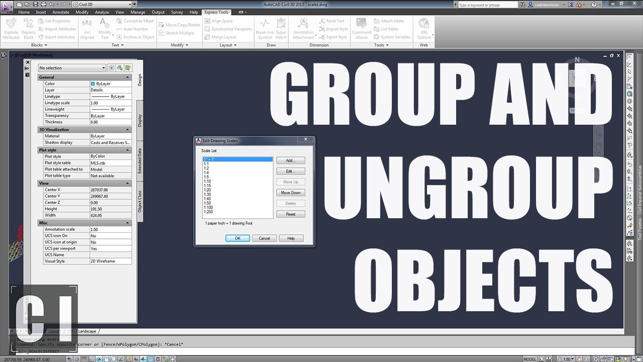 Autocad Tutorial: How To Group And Ungroup Objects - 2Min Tip, Trick Or Tutorial #1