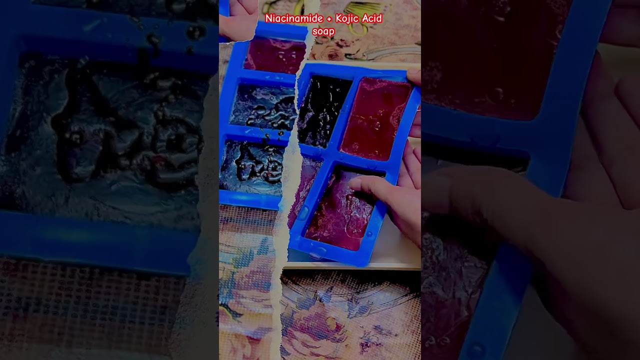 Homemade Niacinamide and kojic acid soap #ashortaday #soap #kojicacid #niacinamide #soapbase #shorts
