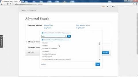 AdisInsight tutorial: Using multi-select to build an advanced search