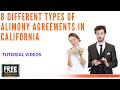 8 DIFFERENT TYPES OF ALIMONY (SPOUSAL SUPPORT) AGREEMENTS - CALIF.- VIDEO #37 (2021)