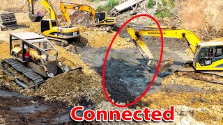 Connect100% Great Team Work Dump truck Dumping Rock soil Dozer Push Rock  building foundation Canal by iKHMER Machine 879 views 1 month ago 1 hour, 38 minutes