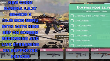 *NEW CODM GARENA 1.6.37 4.AM MOD MENU W/ AUTO HIDE ESP ON SCREEN RECORDING AND LIVE STREAMING