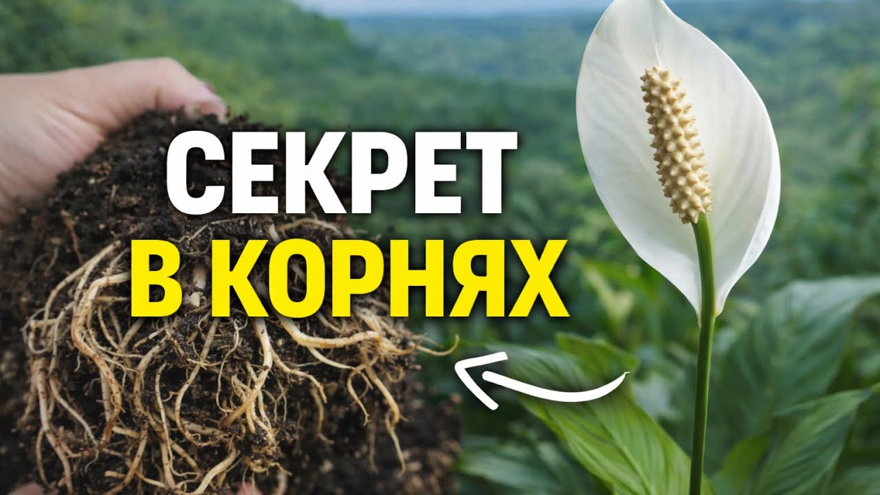 Секрет 20 Цветоносов у Спатифиллума — Показываю Корни