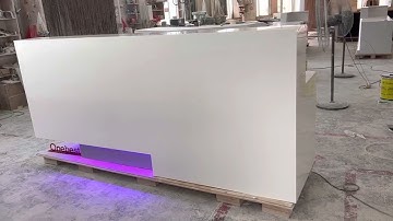 solid surface stone pure white led reception desk counter