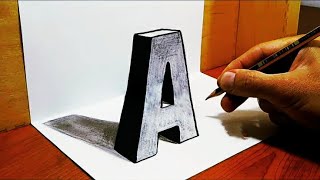 How To Make 3D Letter A Very Easy Step by Step | 3D Alphabet drawing with pencil | 3D Art Illusion