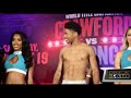 Resultados Pesaje cartelera Terence Crawford vs Julius Indongo