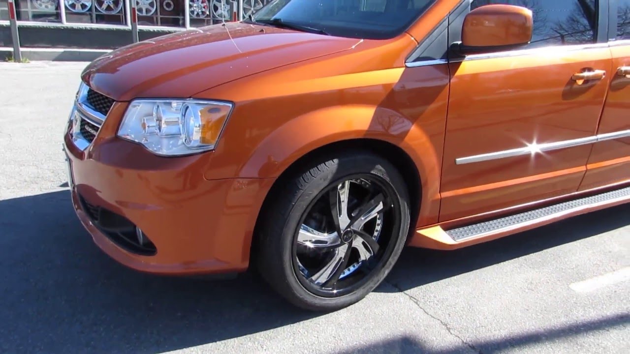 2014 Dodge Grand Caravan Orange On 20 Inch Custom Black Chrome Rims