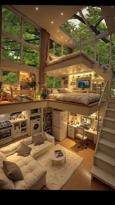 🌿 Dreamy Glass Loft Surrounded by Nature  Cozy Double Beds Homey Library,and Soft Ambient Lighting