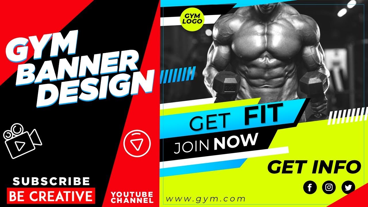 Fitness Trainer And Gym Banner Design In Photoshop 19 Editing Studio Youtube