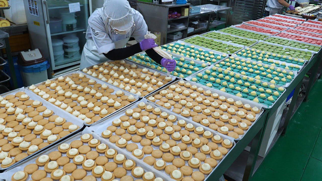 SNS에서 핫했던! 그 마카롱~ 대량생산 현장 (Amazing and exciting! Mass production of macarons / Korean food factory)