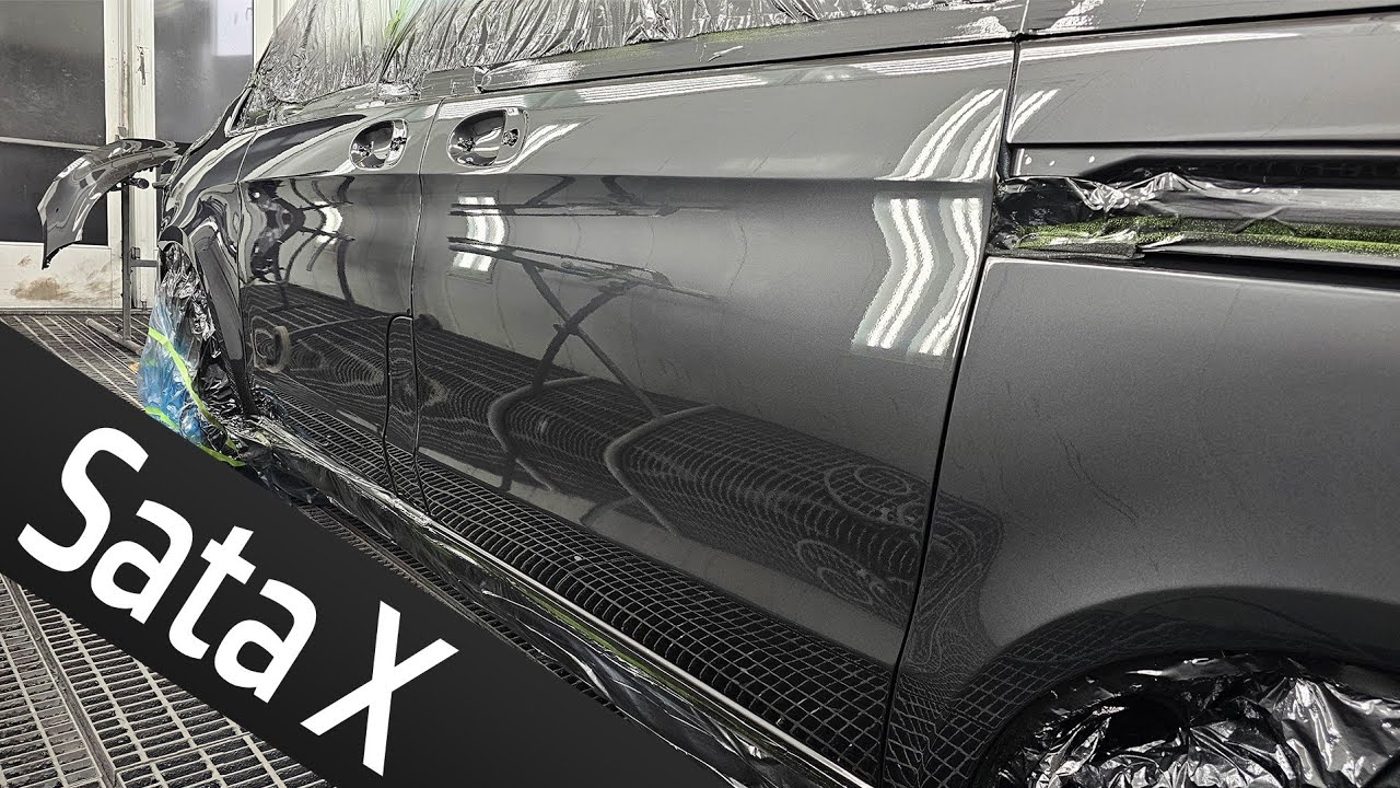 Painting car with Sata X | Minibus | Waterbase Cromax Pro Clear coat Percotop