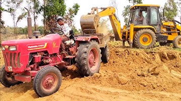 Jcb 3dx Eco Xcellence Machine Loading Mud In Mahindra YUVO 575 Di And Mahindra 475 Di Tractor | Jcb